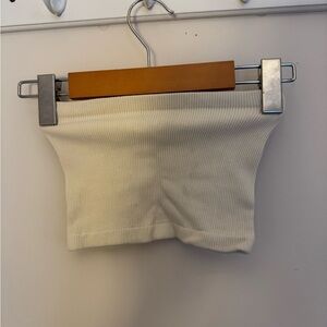 White Ribbed Tube Top